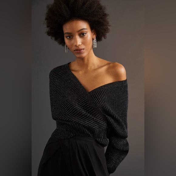 NWOT Anthropologie Shimmer Surplice Pullover - Picture 4 of 4